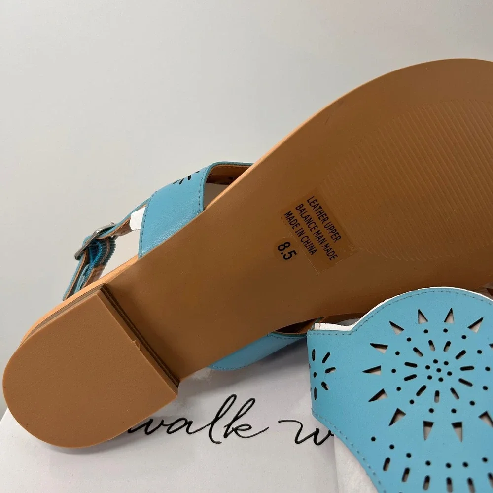 Coldwater Creek Walk With Me Perfed Thong Sandals Ocean Blue 14343 8.5W
